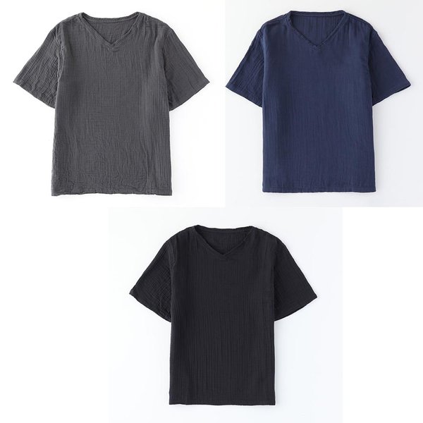 CREPE GAUZE MENS VNECK T SHIRTS