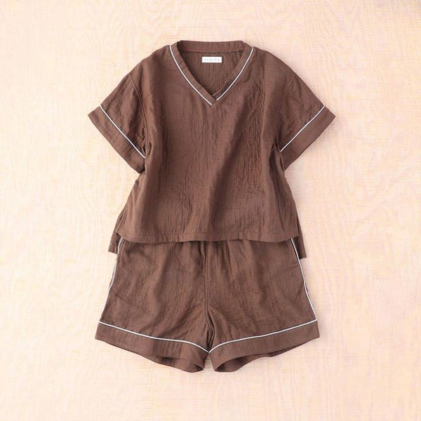 MARSHMALLOW GAUZE V NECK SHORT SLEEVE PAJAMAS