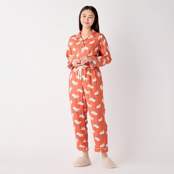 MARSHMALLOW GAUZE ANIMAL PRINT LADIES PAJAMAS