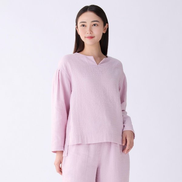 MARSHMALLOW GAUZE TUCK SLEEVE PULLOVER