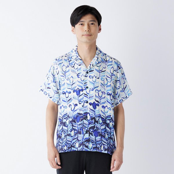 MARSHMALLOW GAUZE BICOLOR FLOWER SHIRT