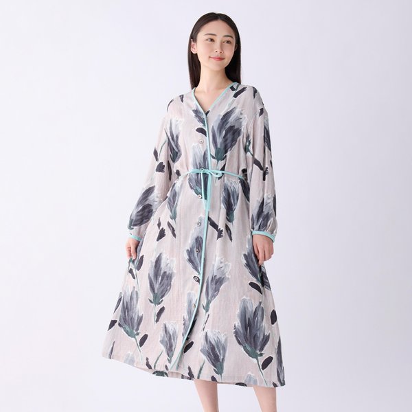 MARSHMALLOW GAUZE SMOKEY FLOWER DRESS
