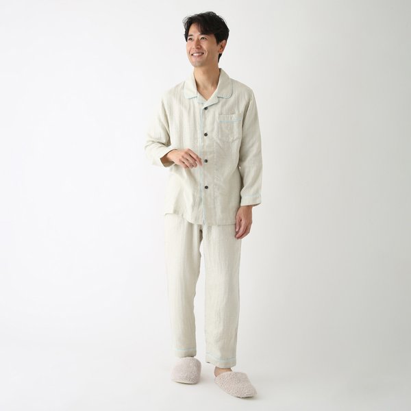 MARSHMALLOW GAUZE PIPING MENS PAJAMAS