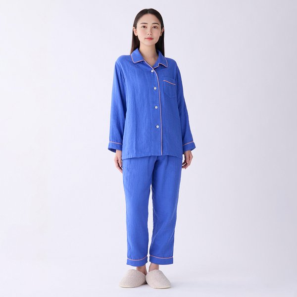 MARSHMALLOW GAUZE PIPING LADIES PAJAMAS