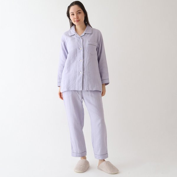 MARSHMALLOW GAUZE PIPING LADIES PAJAMAS