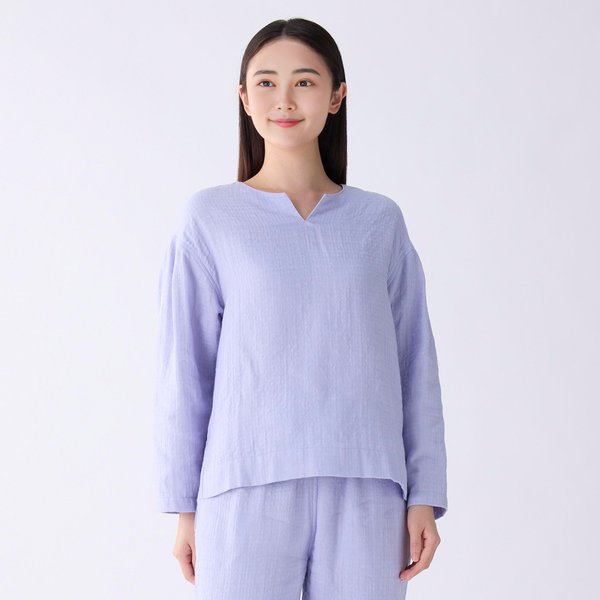 MARSHMALLOW GAUZE TUCK SLEEVE PULLOVER