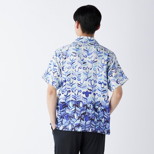 MARSHMALLOW GAUZE BICOLOR FLOWER SHIRT