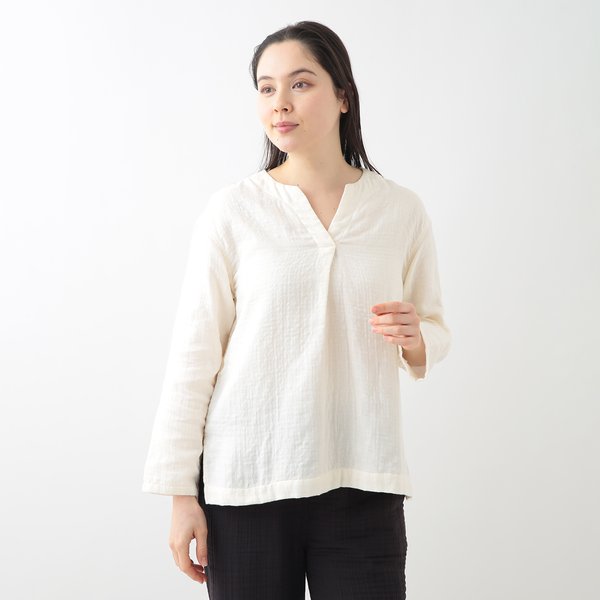 MARSHMALLOW GAUZE FRONT TUCK PULL OVER