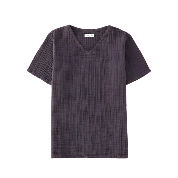 CREPE GAUZE MENS V NECK T SHIRT