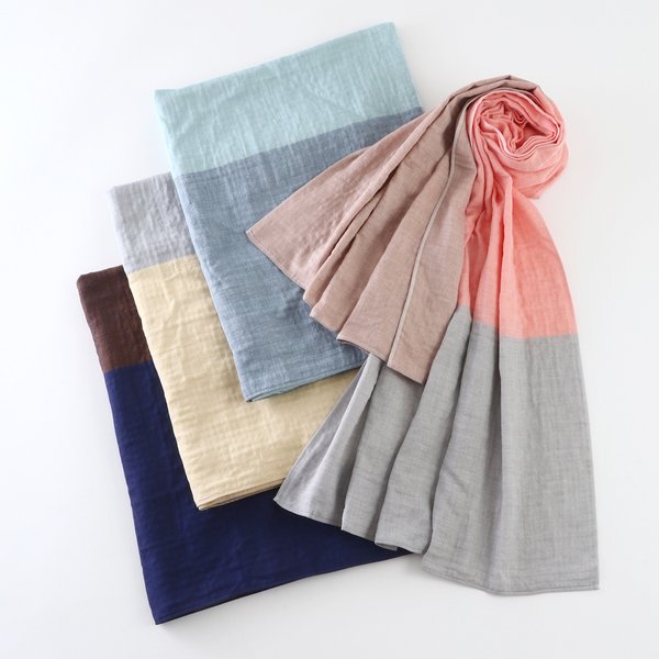 Marshmallow Gauze Colour Block Shawl