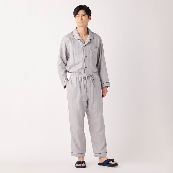 MENS MARSHMALLOW GAUZE PIPING PAJAMAS