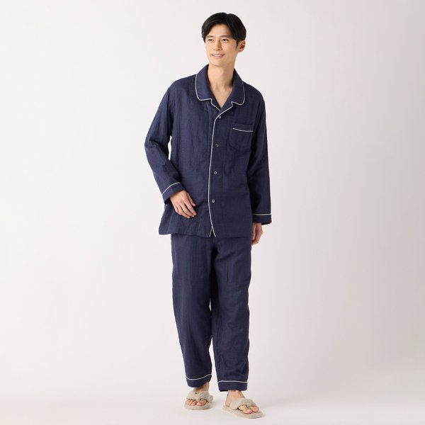 MENS MARSHMALLOW GAUZE PIPING PAJAMAS