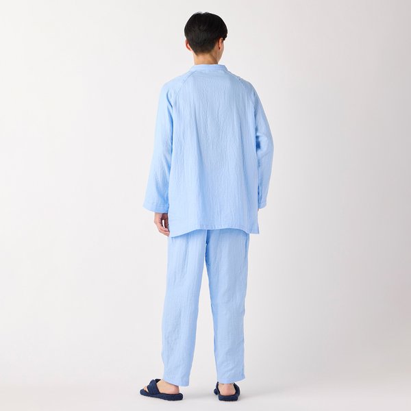 MENS MARSHMALLOW GAUZE STAND COLLAR PAJAMAS