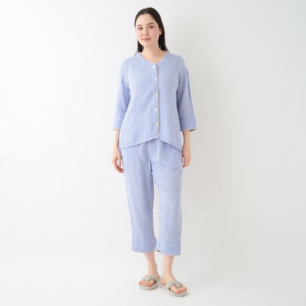 CREPE GAUZE COLLARLESS LADIES PAJAMAS