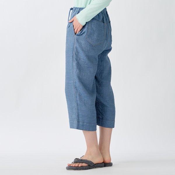 LADIES MARSHMALLOW DENIM GAUZE CROPPED PANTS