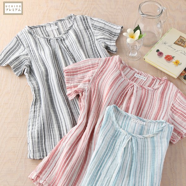 Crepe Gauze Random Stripe Ladies Pullover