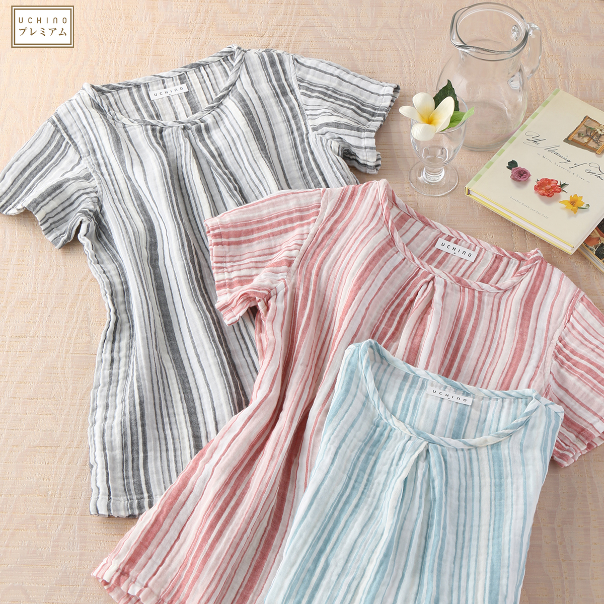 Crepe Gauze Random Stripe Ladies Pullover